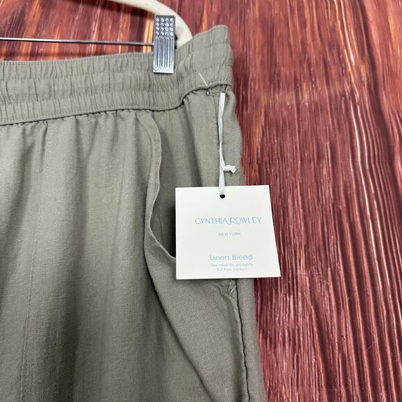 Cynthia Rowley Womens Linen Blend Pant Drawstring Waist Sage Green Size 1X NWT - Picture 3 of 7